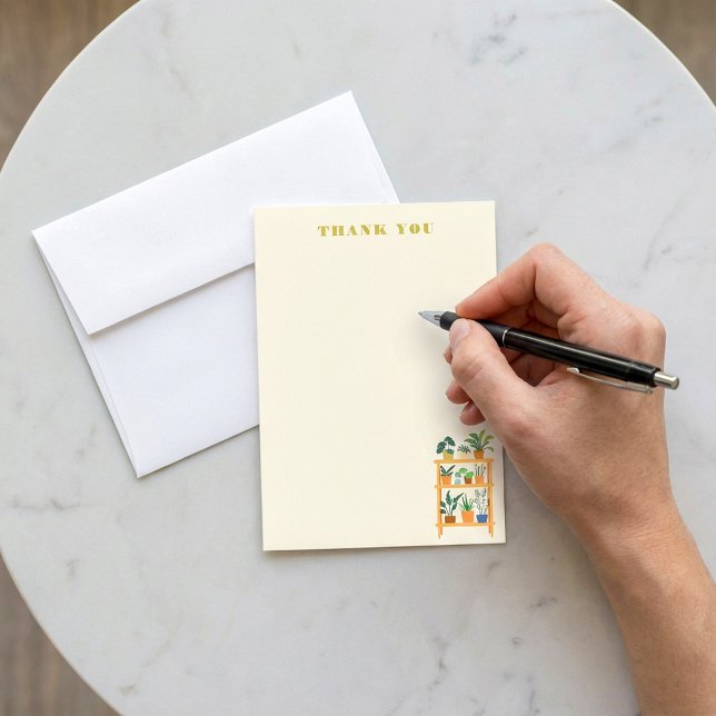 Potted Plants wooden rack Illustration note card (Potted Plants wooden rack Illustration note card.)