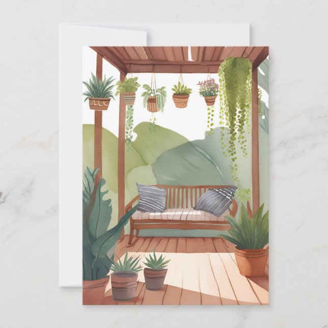 Potted Porch | Watercolor Botanical Painted Card (Front)