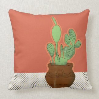 Potted Prickly Pear Throw Pillow