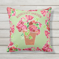 Potted Red Geraniums Floral Monogrammed Name