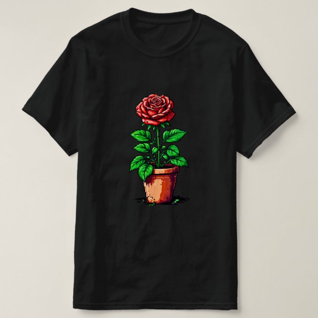 Potted Rosebush T-Shirt (Design Front)