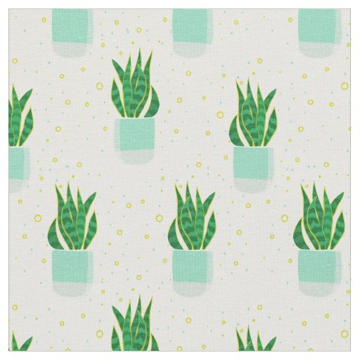 Potted Sansevieria Snake Plant Print Fabric