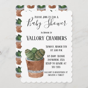 Potted Succulent Cactus Baby Shower Invitation
