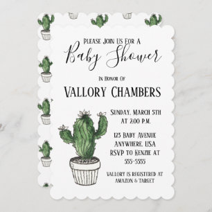 Potted Succulent Cactus Baby Shower Invitation