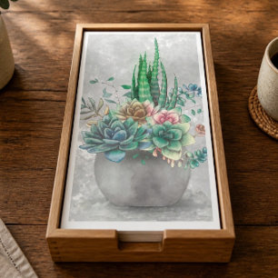 Potted Succulent Illustration Paper Guest Towels