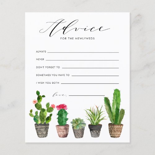 Potted Succulents and Cactus Wedding Advice Card