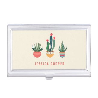 Potted Succulents Business Card Holder