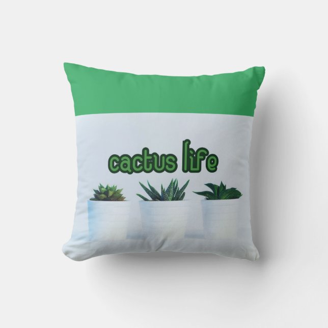 Potted Succulents Cactus Life Throw Pillow (Front)