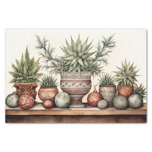 Potted Succulents Southwestern Cactus Christmas Tissue Paper