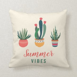 Potted Succulents Summer Pillow