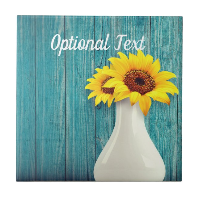 Potted Sunflowers Ceramic Tile (Front)