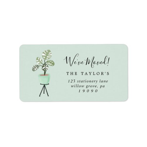 Potted Tropical Plant  Mint New Address Label