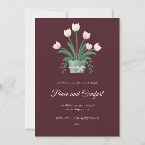 Potted Tulip Family Christmas Card