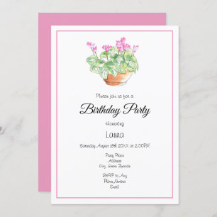 Potted Watercolor Cyclamen Invitation