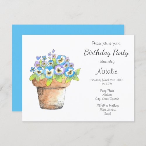 Potted Watercolor Pansies Invitation