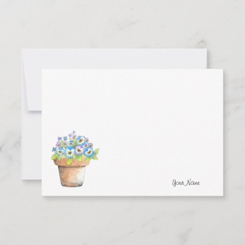 Potted Watercolor Pansies Note Card