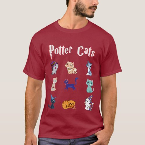 Potter Cats Cute Harry Pawter Kitten gift for Girl T_Shirt