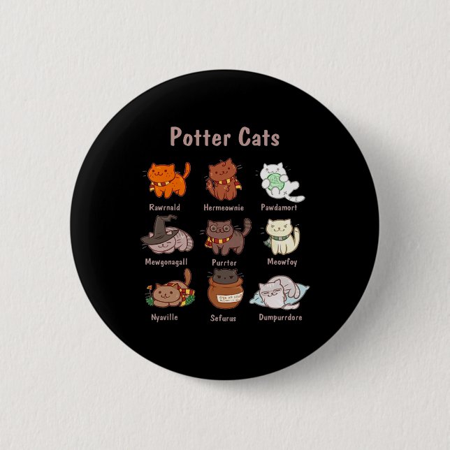 Potter Cats For Cat Lovers  Button (Front)