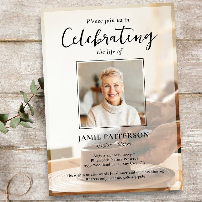 Potter Ceramicist, Life Celebration Funeral Photo Invitation (Creator Uploaded)