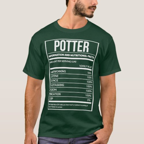 Potter Funny Pottery Nutrition Label for Women T_Shirt