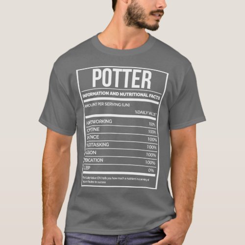 Potter Funny Pottery Nutrition Label T_Shirt
