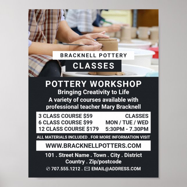 Potter Wheels, Pottery Classes, Potters Advert Poster (Front)