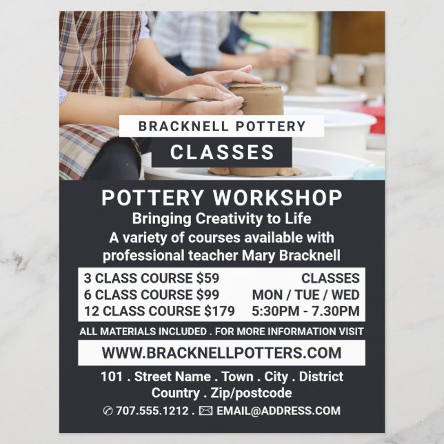 Potter Wheels, Pottery Classes, Potters Flyer (Front)