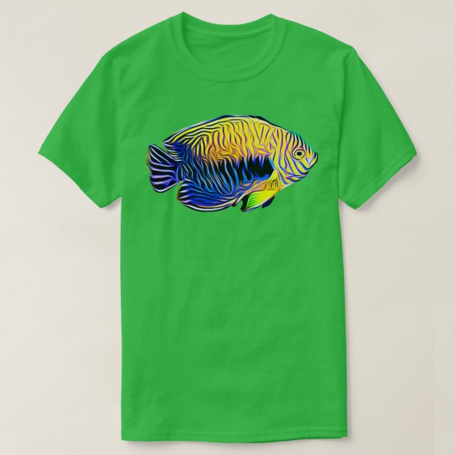 Potters Angelfish Saltwater reef aquarium fish tan T-Shirt (Design Front)