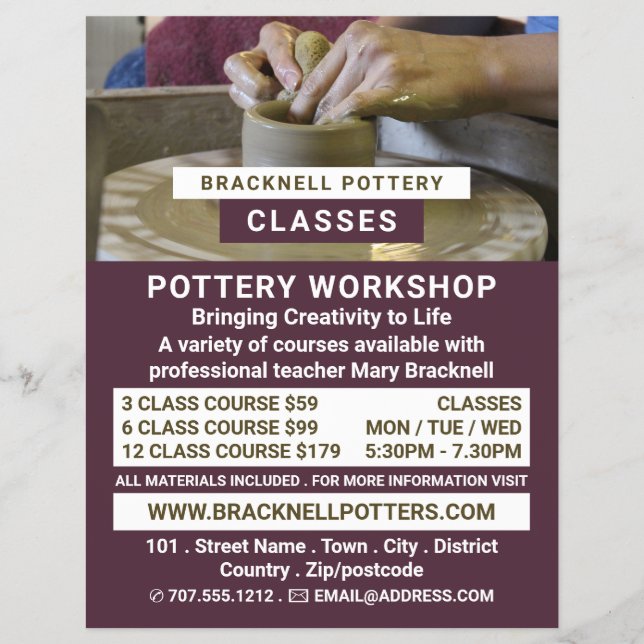 Potter's Wheel, Pottery Classes, Potters  Flyer (Front)