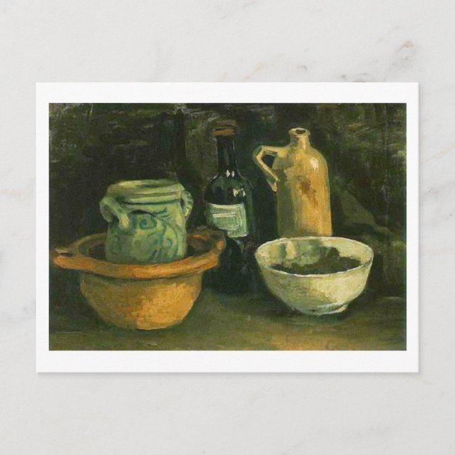 Pottery and Two Bottles (F57)Van Gogh Fine Art Postcard (Front)