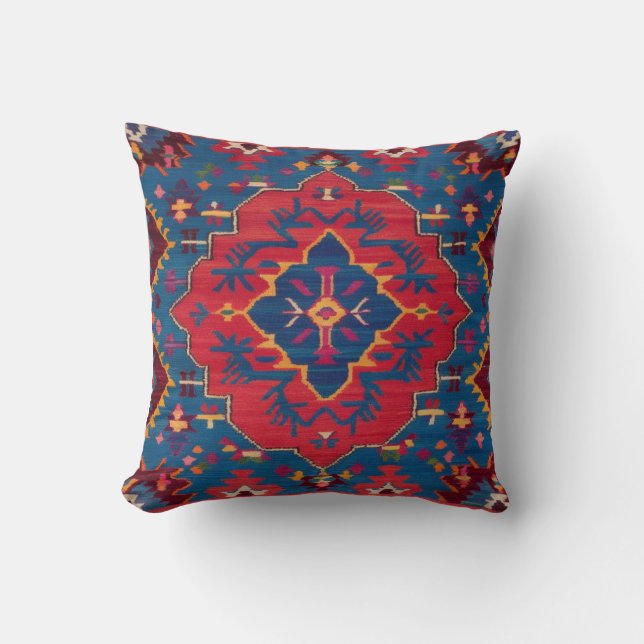 Pottery Barn Blue Kilim Pillows: Timeless Artistry Throw Pillow (Front)