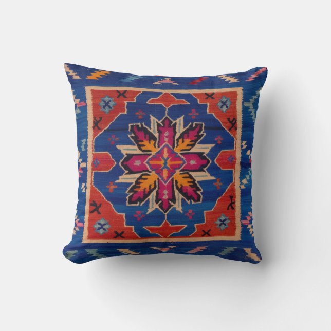 Pottery Barn Blue Kilim Pillows: Timeless Artistry Throw Pillow (Front)