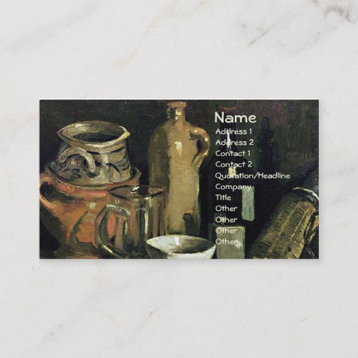 Customizable Van Gogh Still Life Pottery, Beer Glass and Bottle Business Card