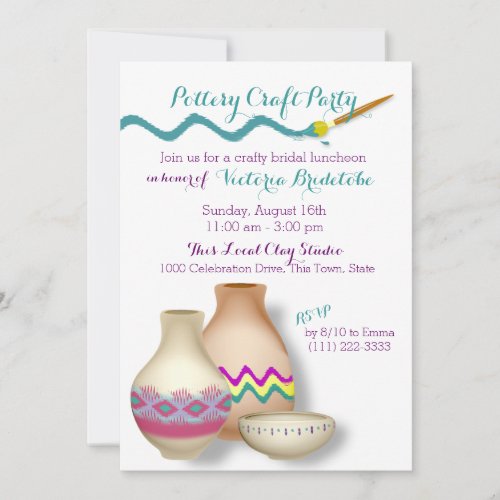 Pottery Bridal Luncheon Personalized Announcements