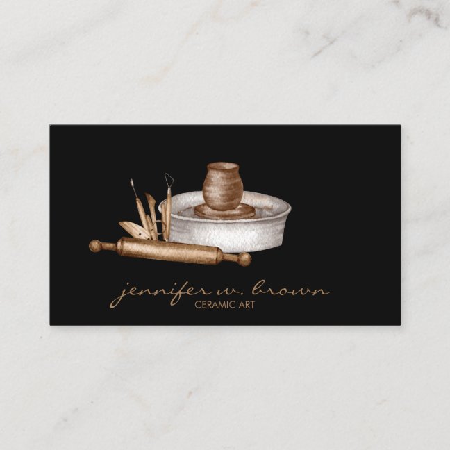 Pottery Ceramic Artist Tools Black Business Card
