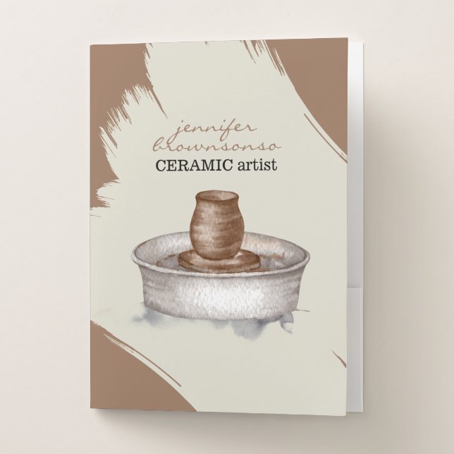 Pottery Ceramic Clay Turner sculpture brown Pocket Folder (Front)