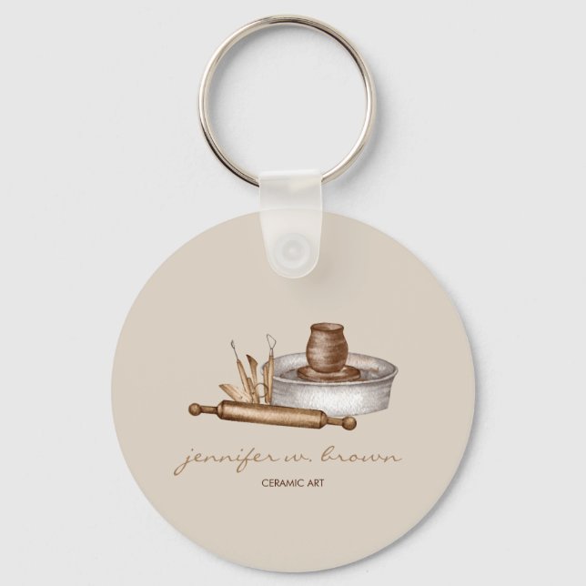 Pottery Ceramics pottery branding Keychain (Front)