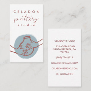 POTTERY Ceramics Studio Elegant Hand-drawn CUSTOM Business Card