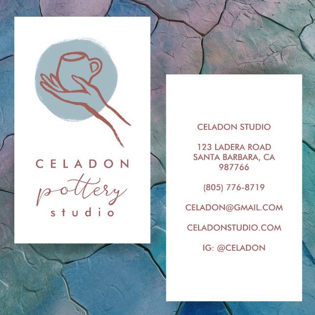 POTTERY Ceramics Studio Elegant Hand-drawn CUSTOM  Business Card (POTTERY Ceramics Studio Elegant Hand-drawn CUSTOM Ceramicist Clay Artist Business Card
)