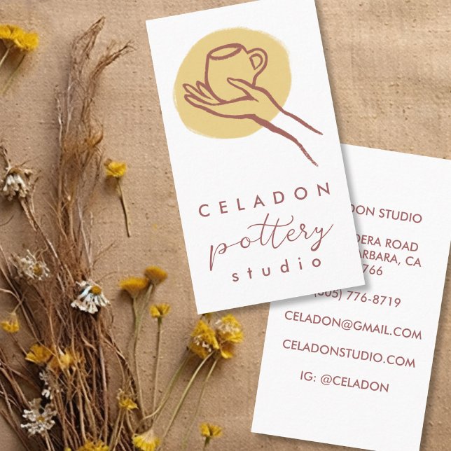 POTTERY Ceramics Studio Elegant Hand-drawn CUSTOM  Business Card (POTTERY Ceramics Studio Elegant Hand-drawn CUSTOM Business Card
)