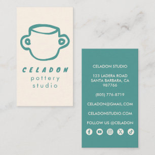 POTTERY Ceramics Studio Elegant Hand-drawn Icons  Business Card