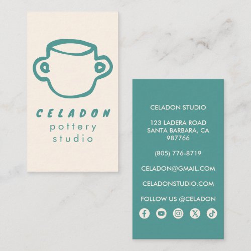 POTTERY Ceramics Studio Elegant Hand-drawn Icons  Business Card