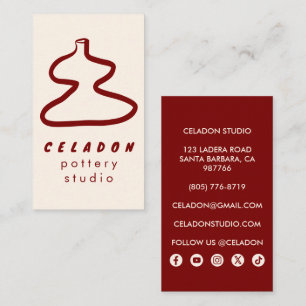 POTTERY Ceramics Studio Elegant Hand-drawn Icons  Business Card