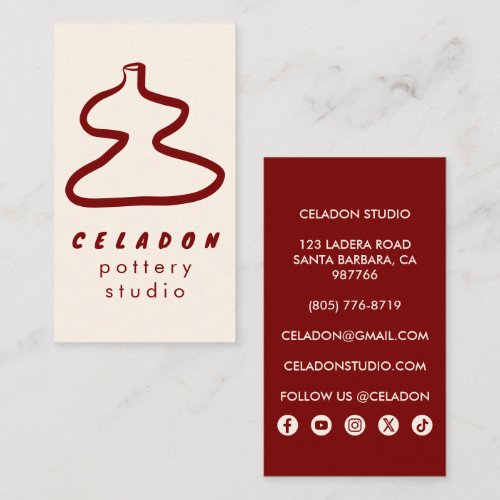 POTTERY Ceramics Studio Elegant Hand-drawn Icons  Business Card
