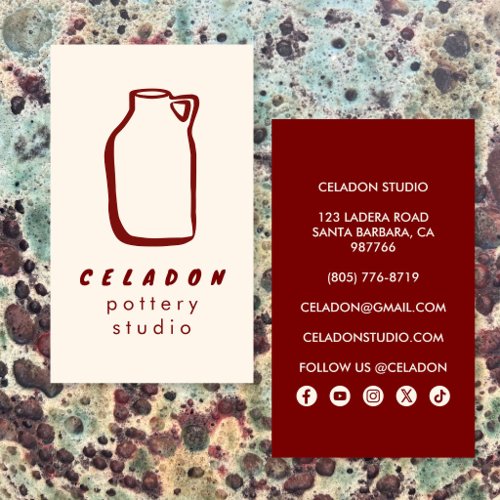 POTTERY Ceramics Studio Elegant Hand-drawn Icons  Business Card