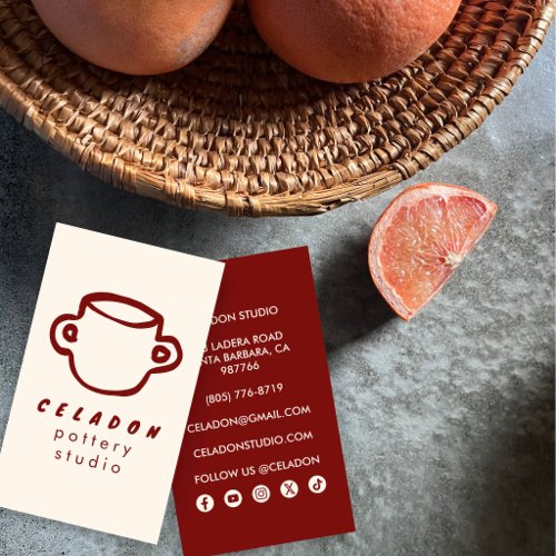 POTTERY Ceramics Studio Elegant Hand-drawn Icons  Business Card