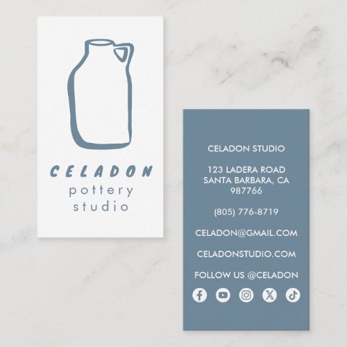POTTERY Ceramics Studio Elegant Hand-drawn Icons  Business Card