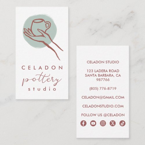 POTTERY Ceramics Studio Elegant Hand-drawn Icons  Business Card