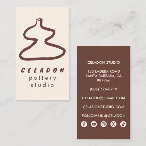 POTTERY Ceramics Studio Elegant Hand-drawn Icons  Business Card