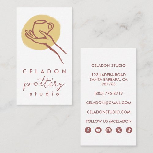POTTERY Ceramics Studio Elegant Hand-drawn Icons  Business Card